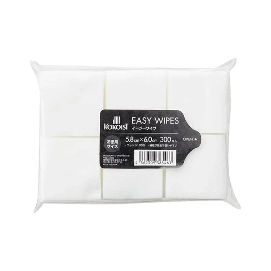 Kokoist Easy Wipes - 100% Lint Free Cotton (300 Sheets)