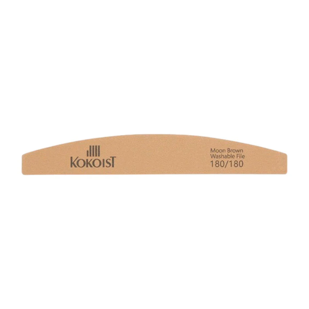 Kokoist Nail Files - Washable Half Moon 180/180 Grit - Brown (1pc)