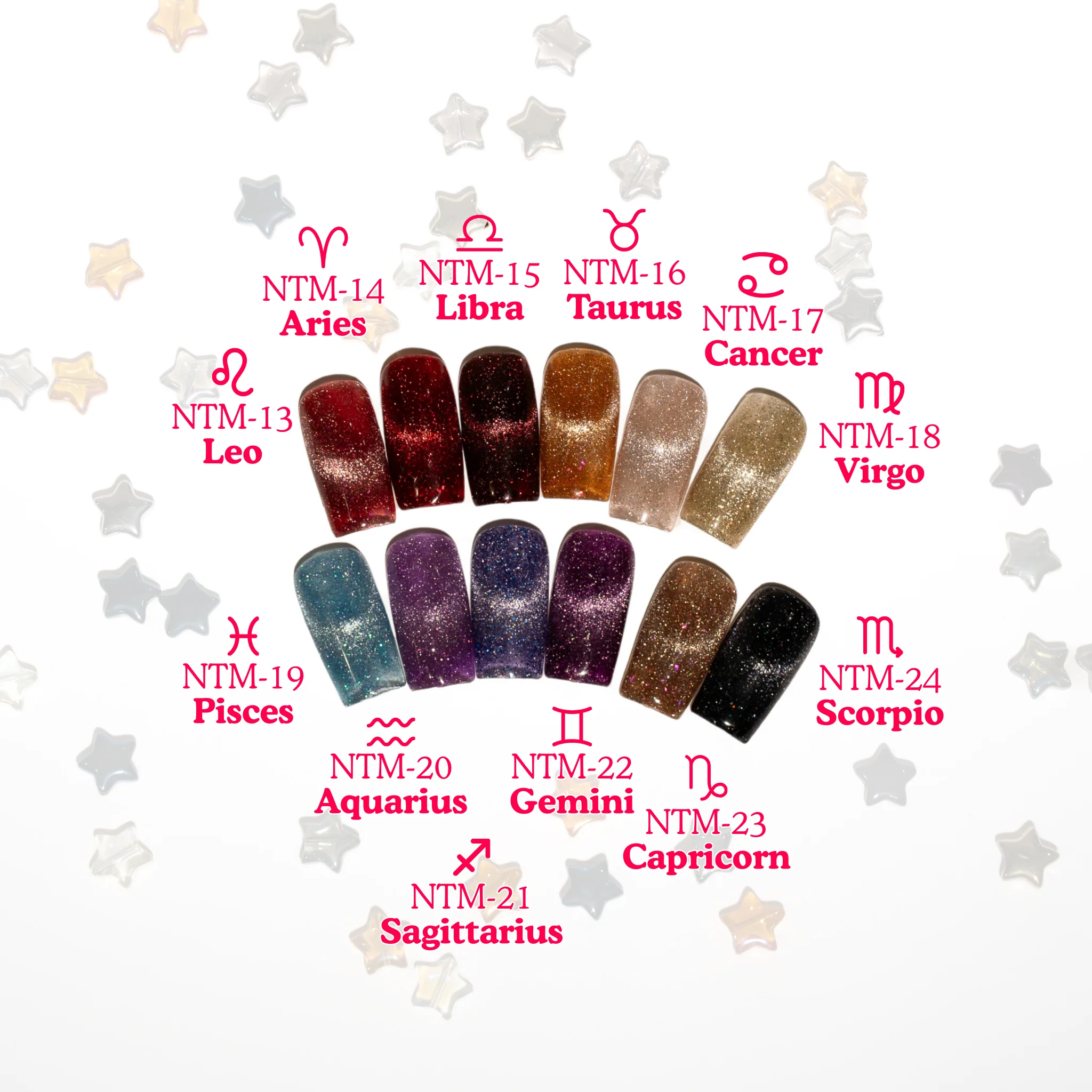 Kokoist x Nail Thoughts Cat Eye Gel Polish - Zodiac Flash Magnet Collection #NTM13-24 (12pcs) - Image 3