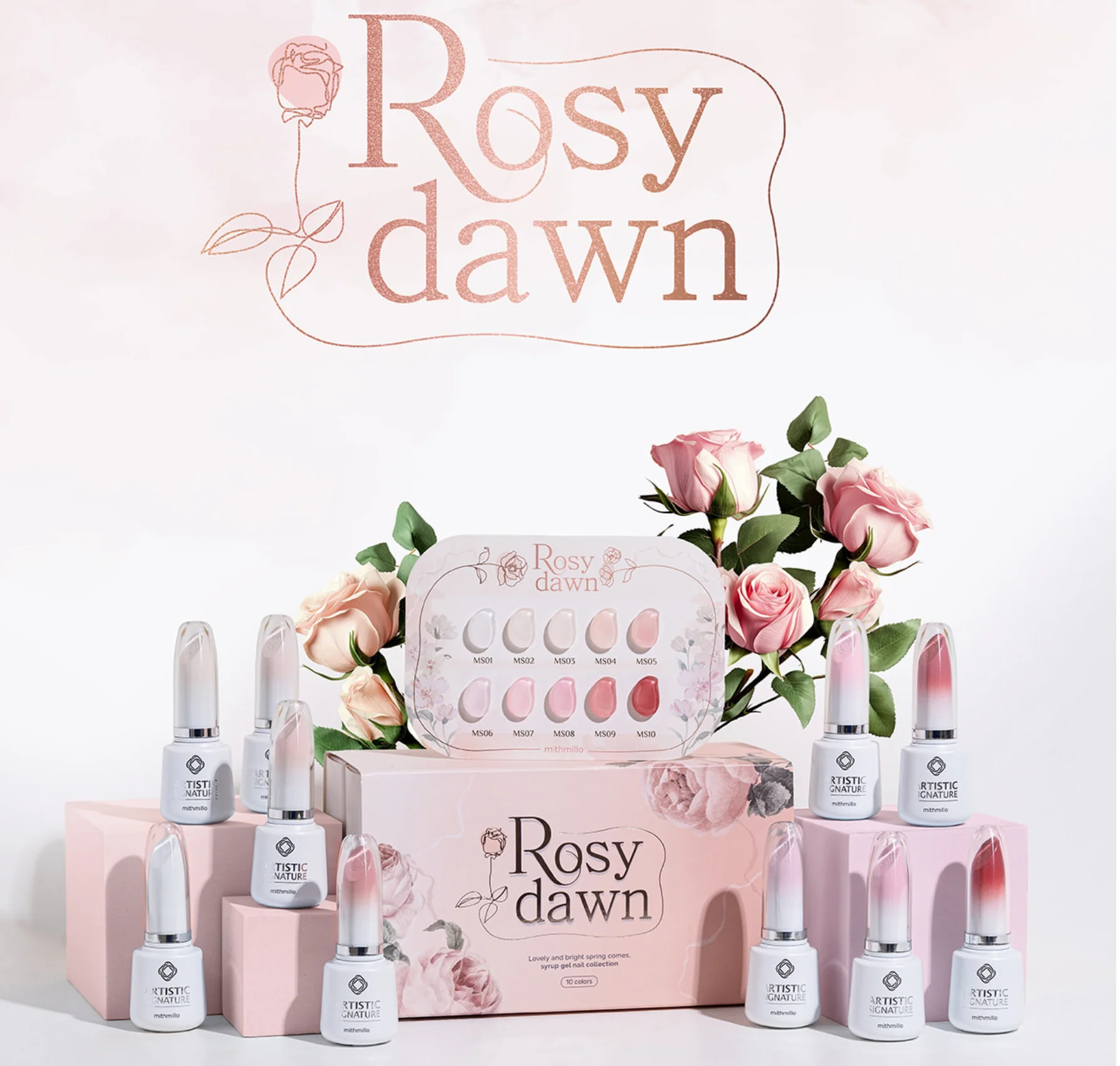 Mithmillo Non-Wipe Syrup Gel Polish #MS01-10 Rosy Dawn Collection - Image 2