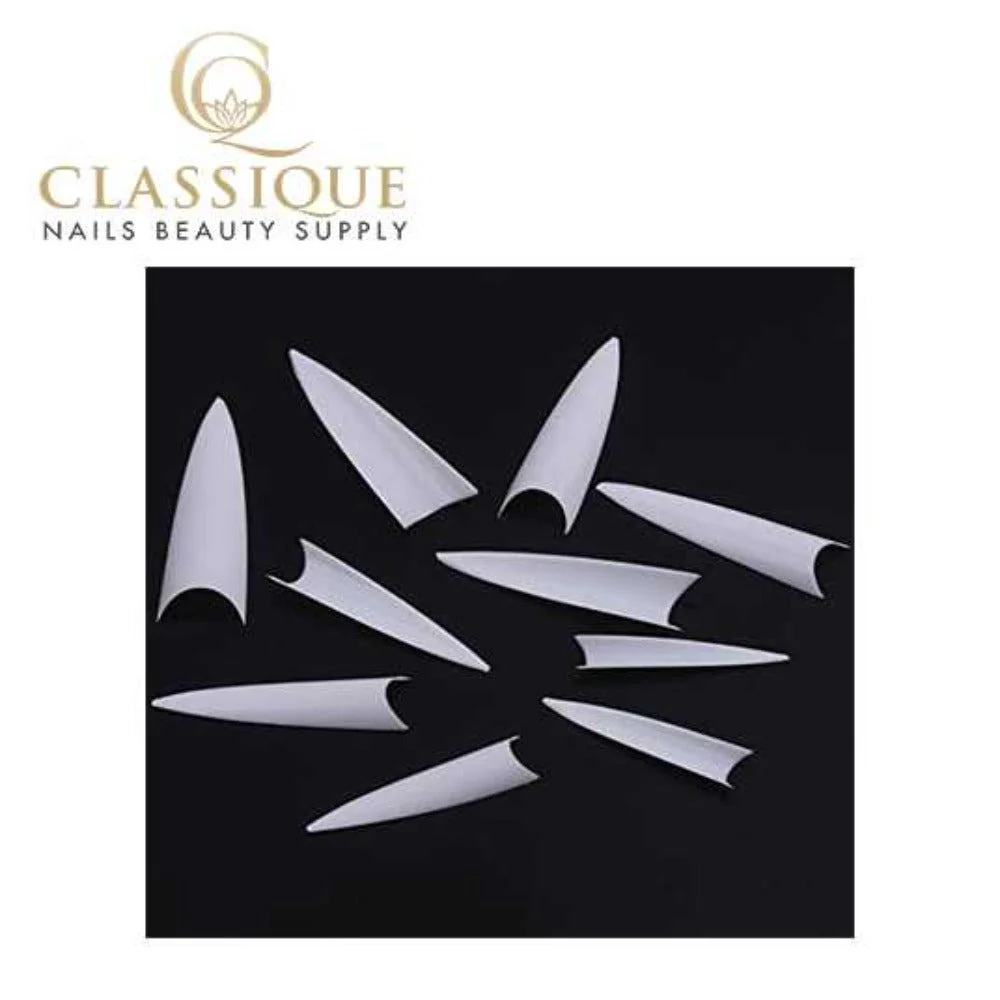 CNBS Nail Tips - Natural Stiletto Long Size #4 (Bag of 50)