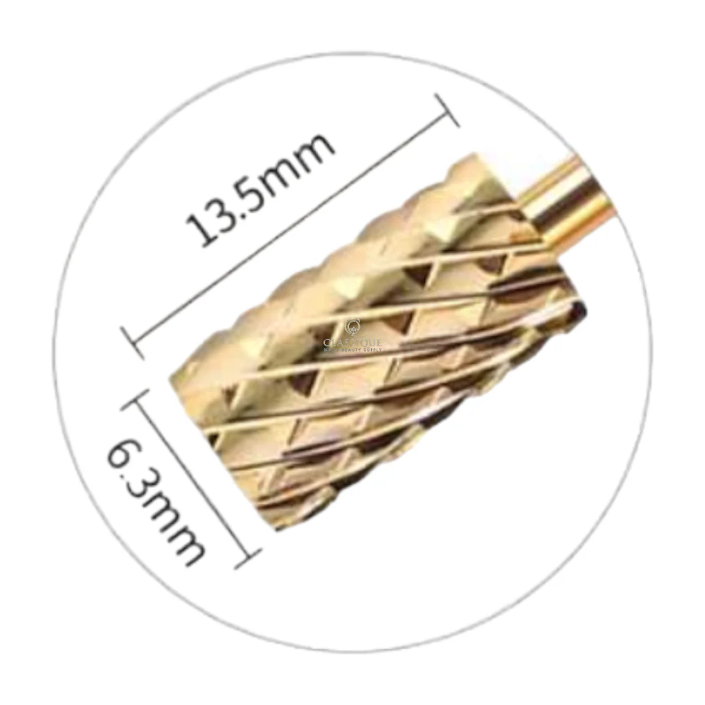 SP Nail Drill Bits - Large Barrel Carbide H2X Double Extra Coarse Grit 3/32 Gold - Image 2