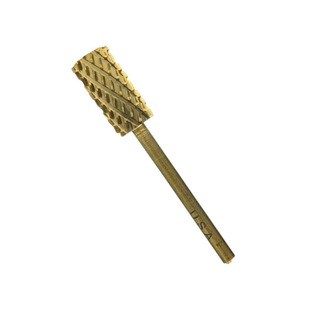 SP Nail Drill Bits - Large Barrel Carbide H4X Quadruple Extra Coarse Grit 3/32 Gold