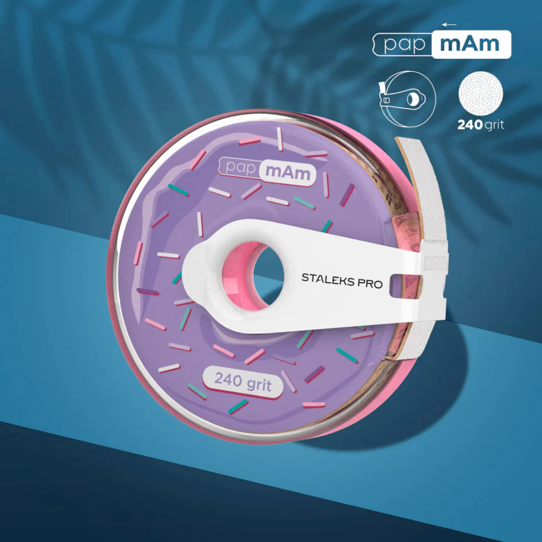 Staleks Disposable White Abrasive Tape PapmAm EXPERT 240 Grit in a Plastic case - Image 2