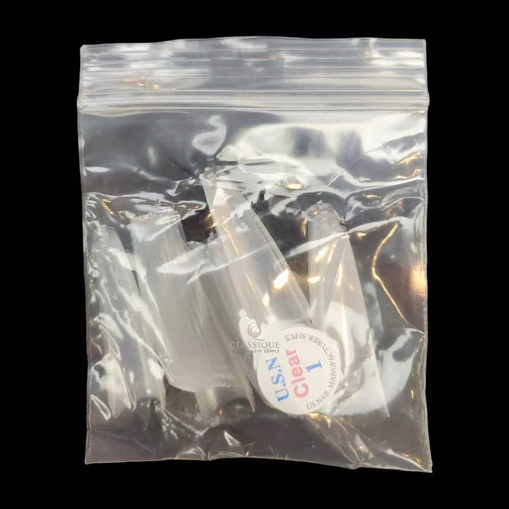 USN Nail Tips - Clear Straight Coffin (Bag Of 50) - Image 2