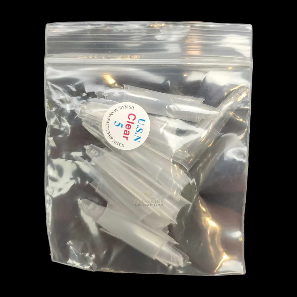 USN Nail Tips - Clear Straight Coffin (Bag Of 50) - Image 5