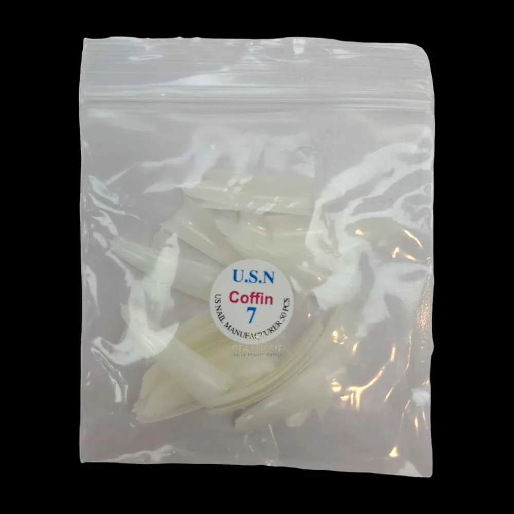 USN Nail Tips - Natural Coffin (Bag Of 50) - Image 8