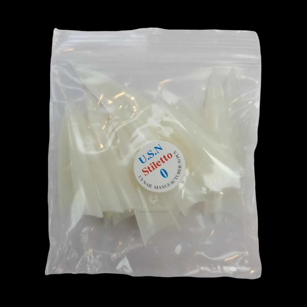 USN Nail Tips - Natural Stiletto (Bag Of 50)