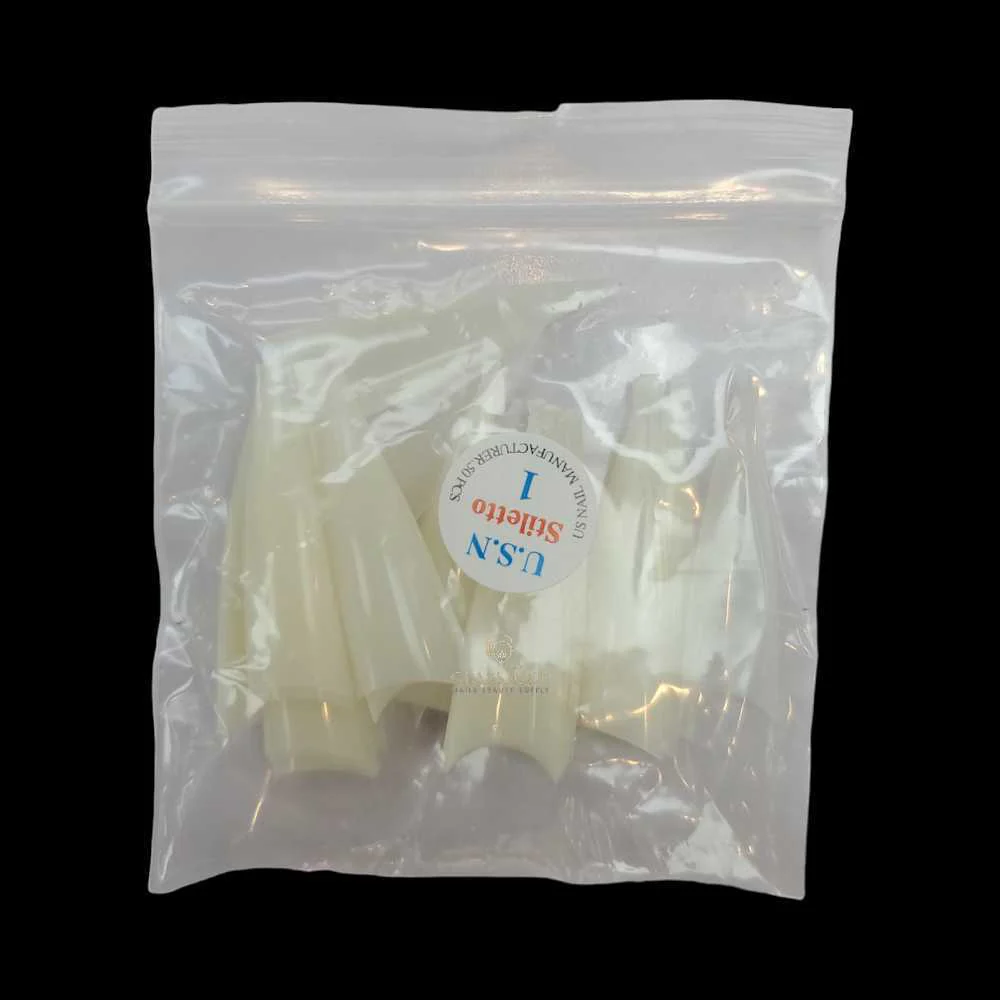 USN Nail Tips - Natural Stiletto (Bag Of 50) - Image 16