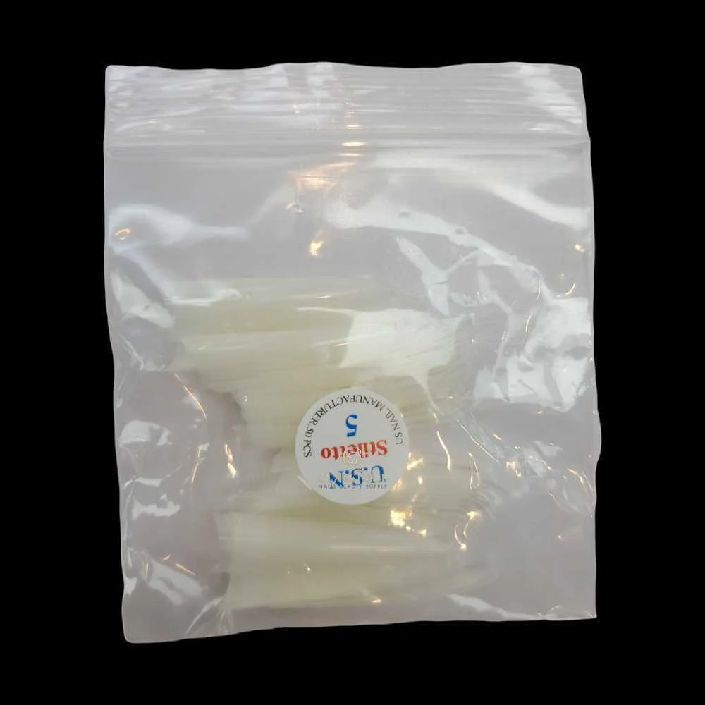 USN Nail Tips - Natural Stiletto (Bag Of 50) - Image 21