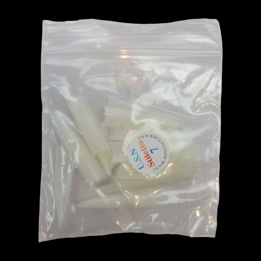 USN Nail Tips - Natural Stiletto (Bag Of 50) - Image 8