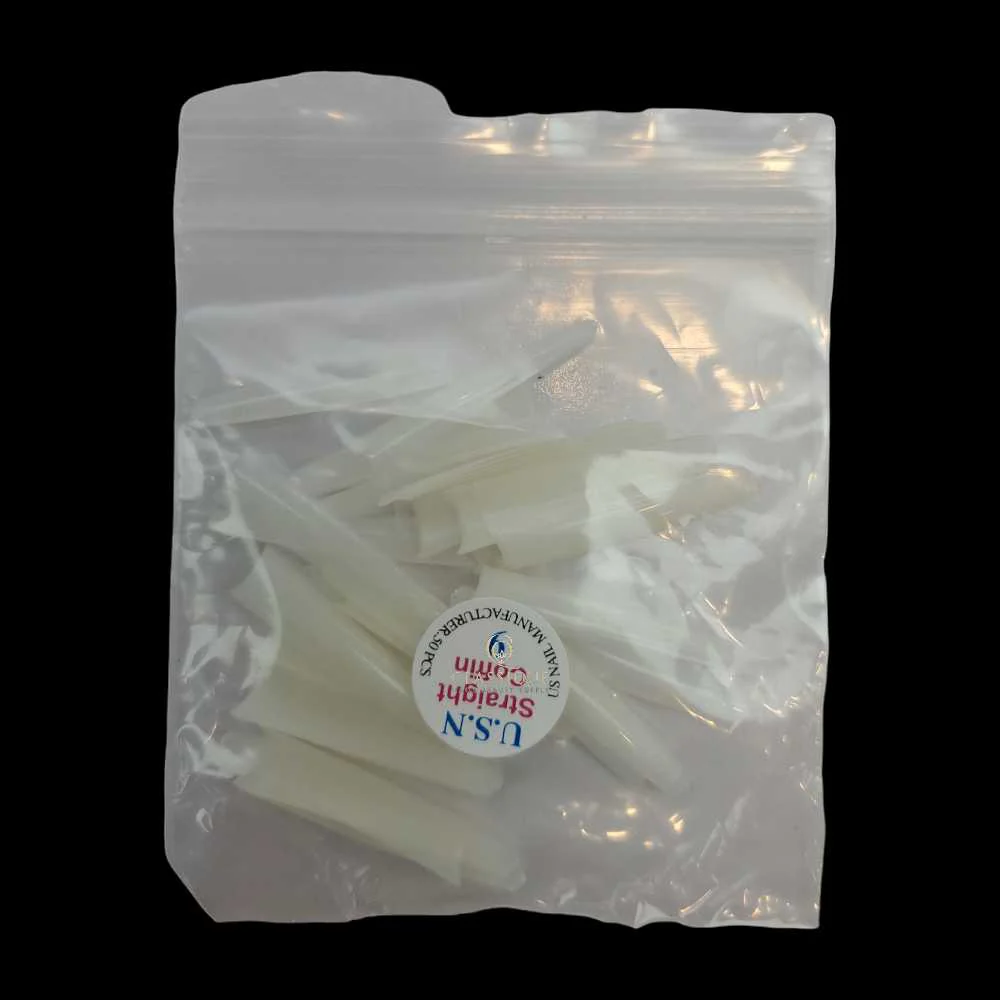USN Nail Tips - Natural Straight Coffin (Bag Of 50) - Image 15