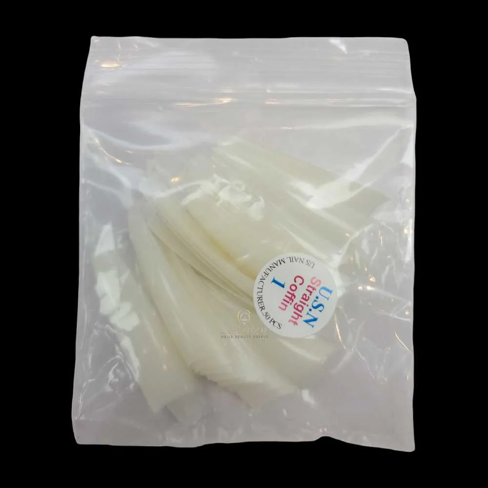 USN Nail Tips - Natural Straight Coffin (Bag Of 50) - Image 2