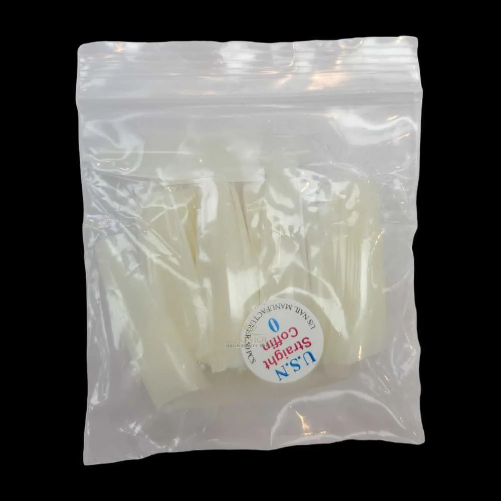 USN Nail Tips - Natural Straight Coffin (Bag Of 50) - Image 21