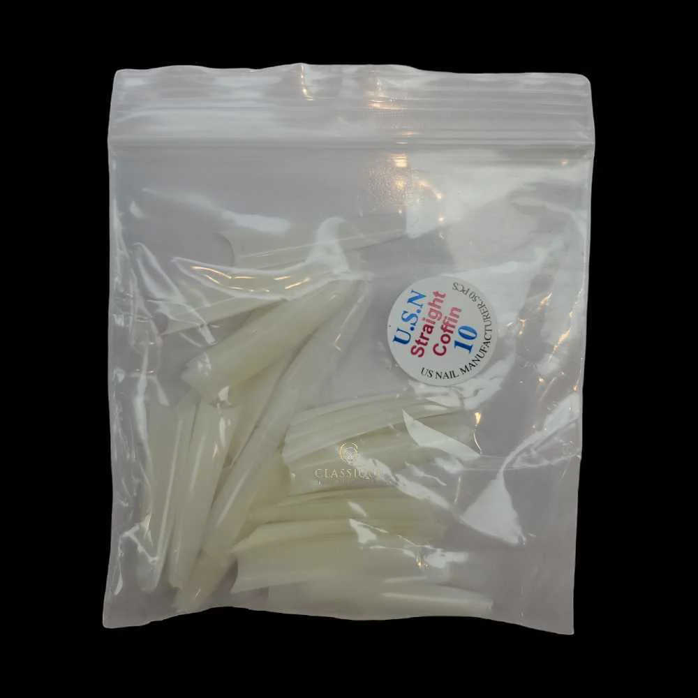 USN Nail Tips - Natural Straight Coffin (Bag Of 50) - Image 23