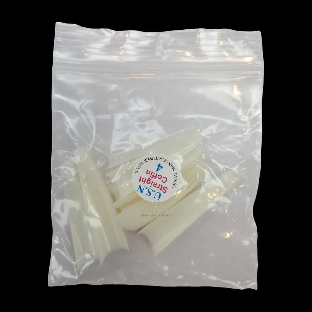 USN Nail Tips - Natural Straight Coffin (Bag Of 50) - Image 26