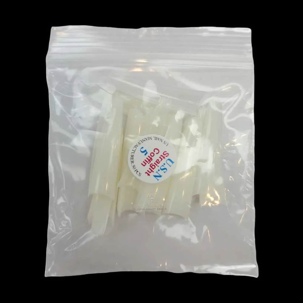 USN Nail Tips - Natural Straight Coffin (Bag Of 50) - Image 27