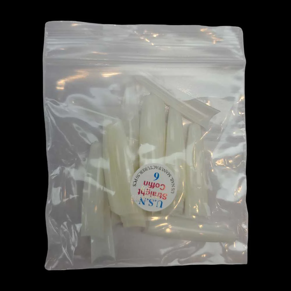 USN Nail Tips - Natural Straight Coffin (Bag Of 50) - Image 28