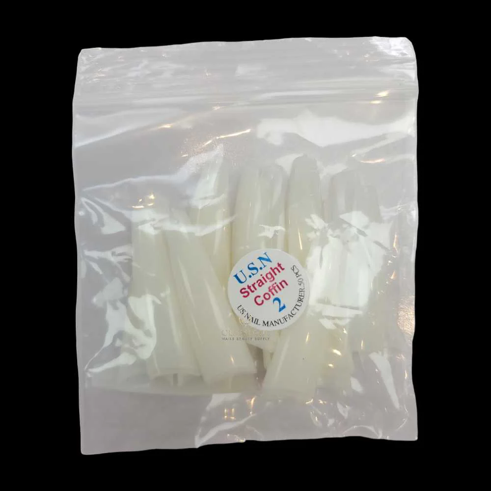 USN Nail Tips - Natural Straight Coffin (Bag Of 50) - Image 3
