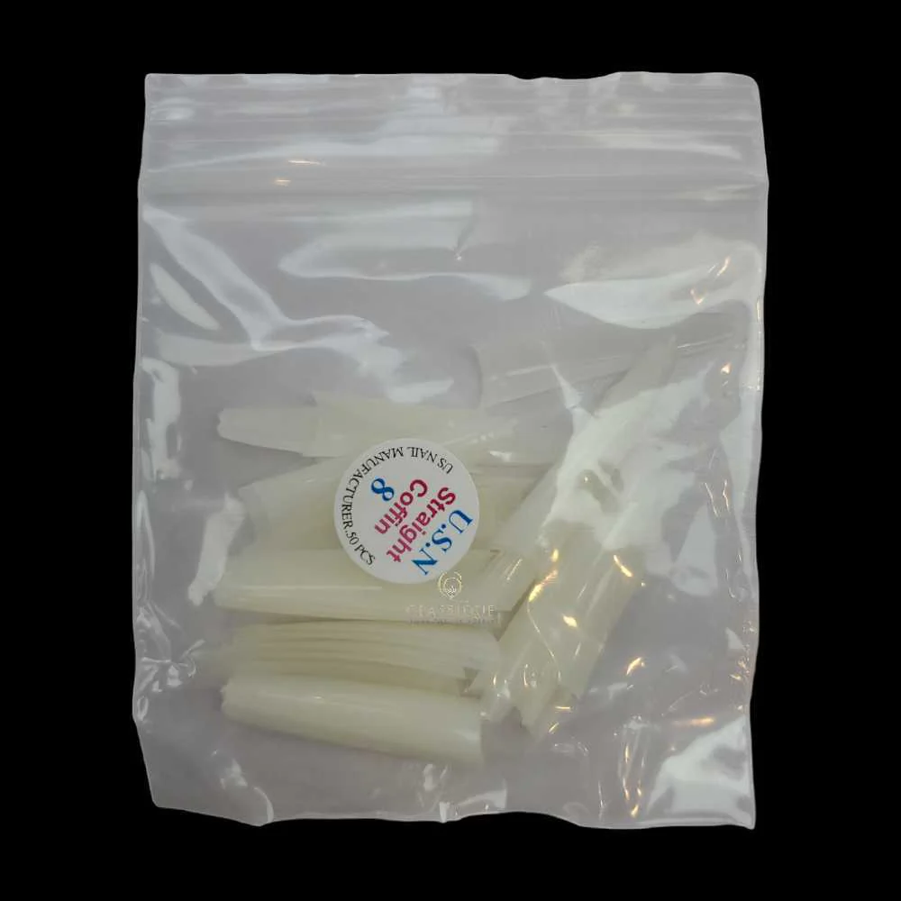 USN Nail Tips - Natural Straight Coffin (Bag Of 50) - Image 30
