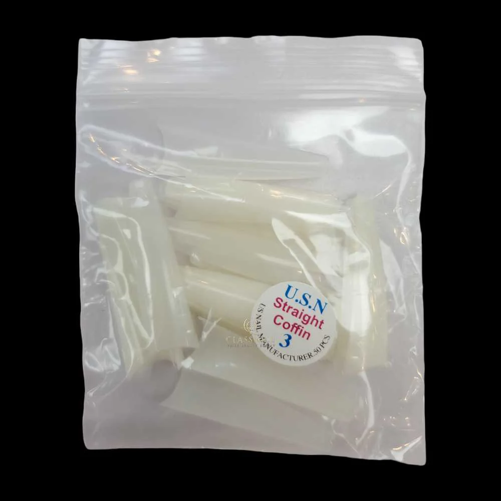 USN Nail Tips - Natural Straight Coffin (Bag Of 50) - Image 4