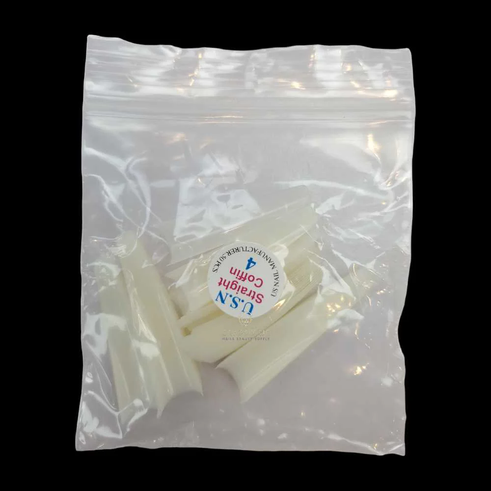 USN Nail Tips - Natural Straight Coffin (Bag Of 50) - Image 6