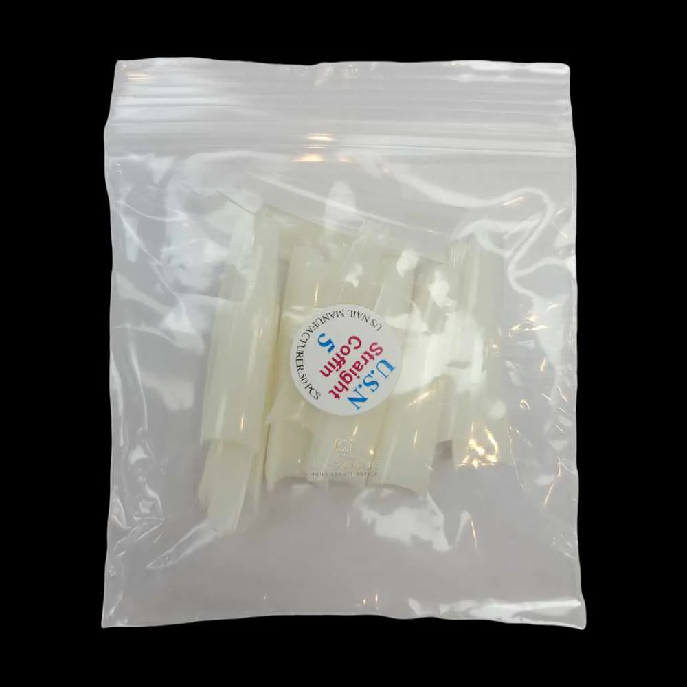 USN Nail Tips - Natural Straight Coffin (Bag Of 50) - Image 7