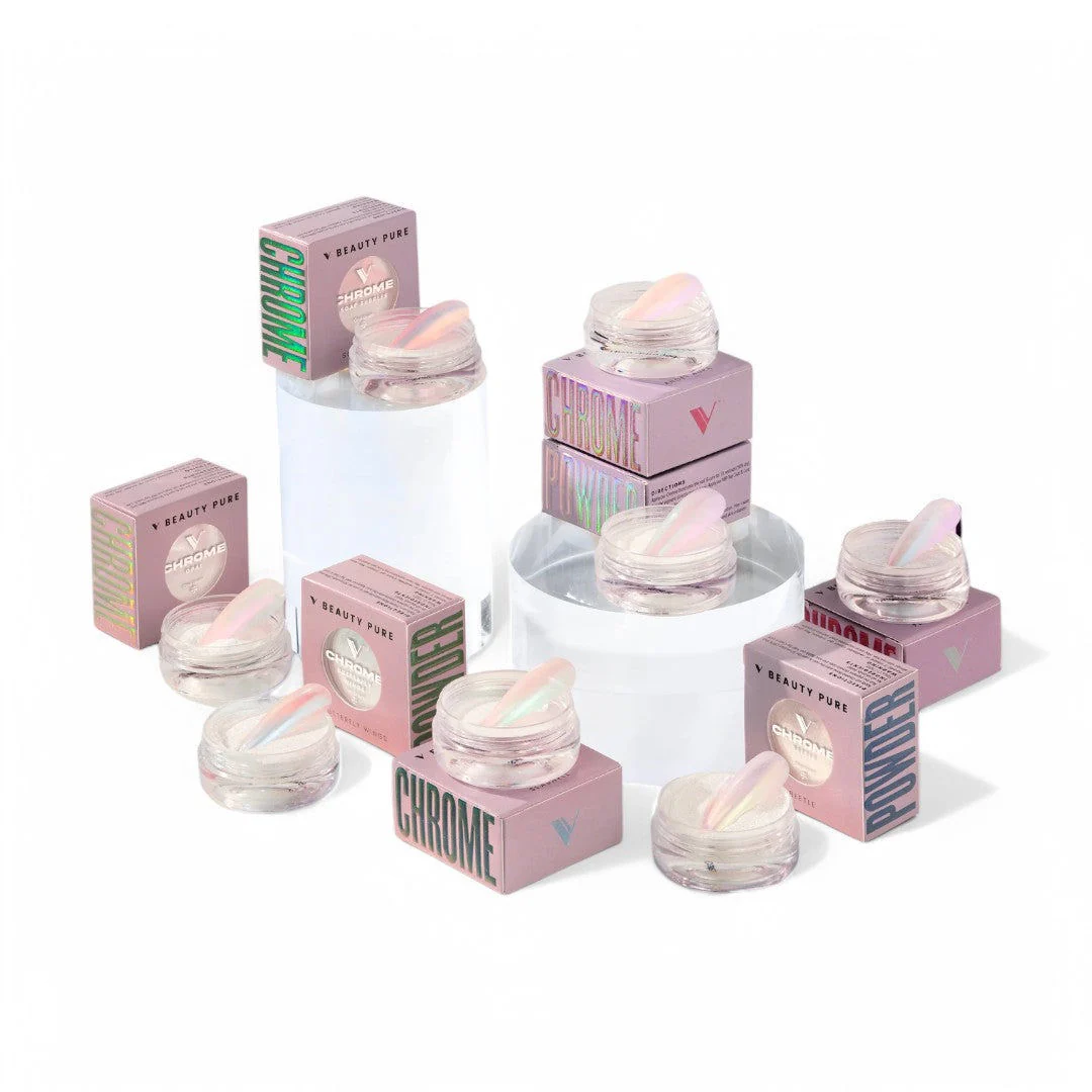 V Beauty Pure Chrome Powder Iridescent Gems Collection 8Pcs