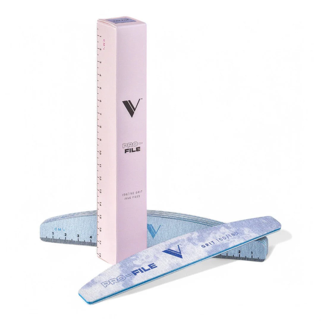 V Beauty Pure Nail Files - Halfmoon Design 150/150 Grit (Pack Of 5)